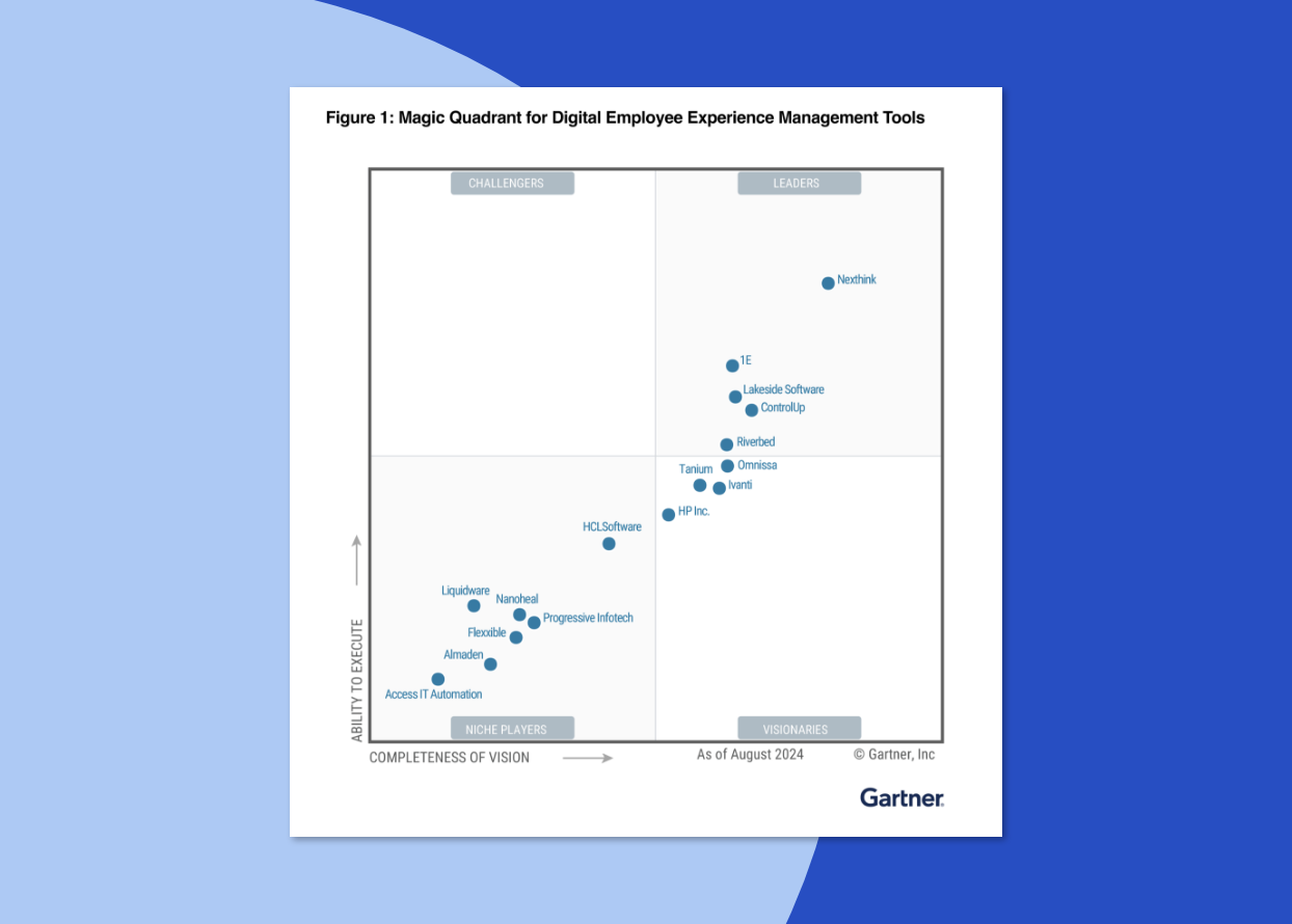 1E Named a Leader in the 2024 Gartner® Magic Quadrant™ for Digital Employee Experience (DEX) Management Tools Report