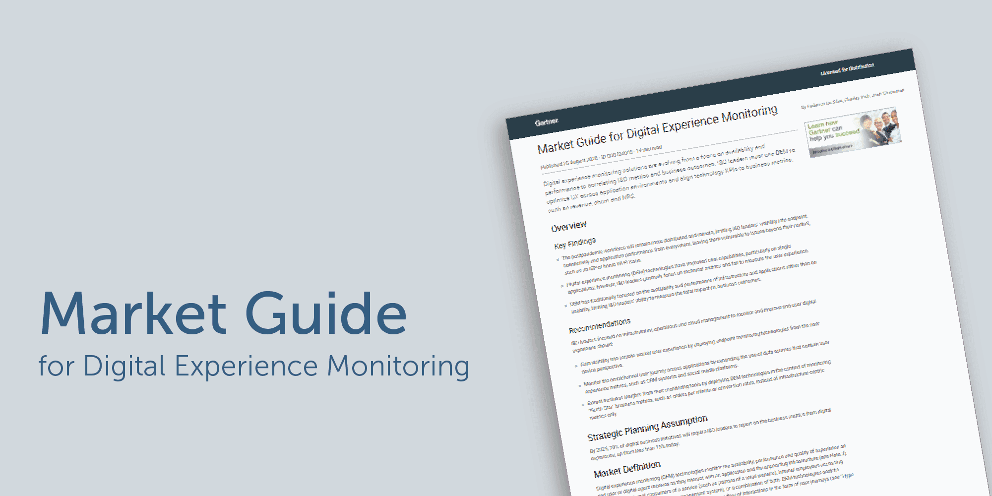 1E named in Gartner’s Market Guide for Digital Experience Monitoring 1E named in Gartner’s Market Guide for Digital Experience Monitoring