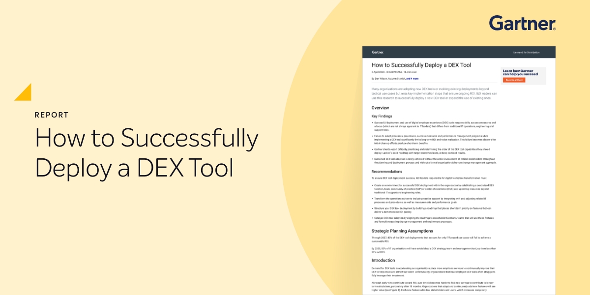 Gartner Report - How to successfully deploy a DEX tool